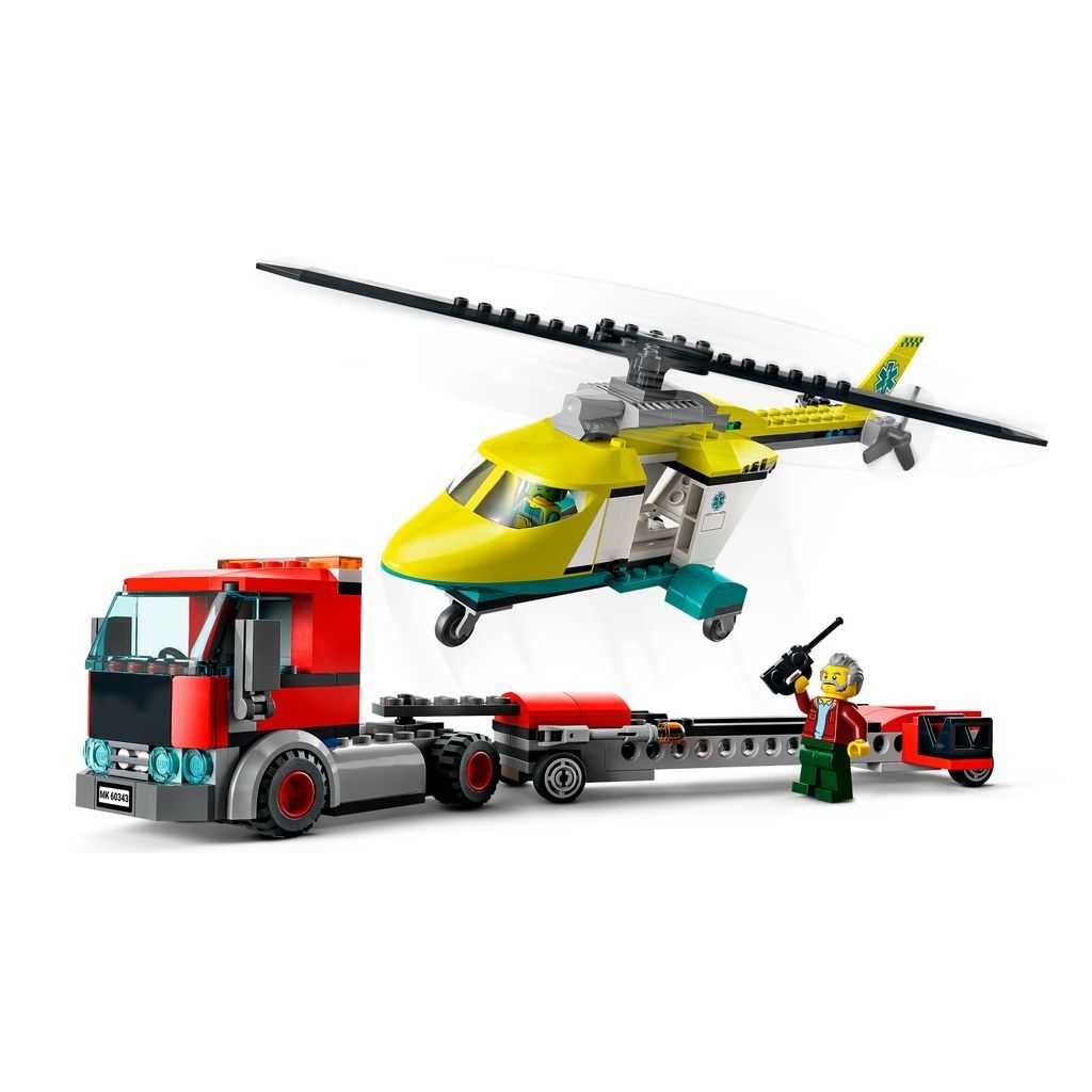 City Lego Transporte del Helicóptero de Rescate Edades 5+ # 60343 Artículo 215 Piezas | GXA-891532