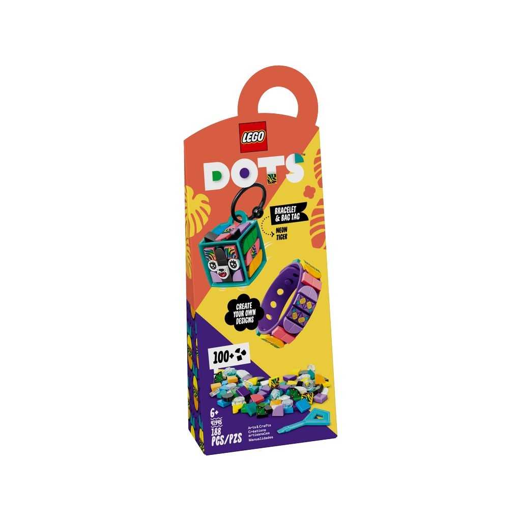 DOTS Lego Pulsera y Adorno para Mochila Tigre Fluorescente Edades 6+ # 41945 Artículo 188 Piezas Morado | XIR-928405