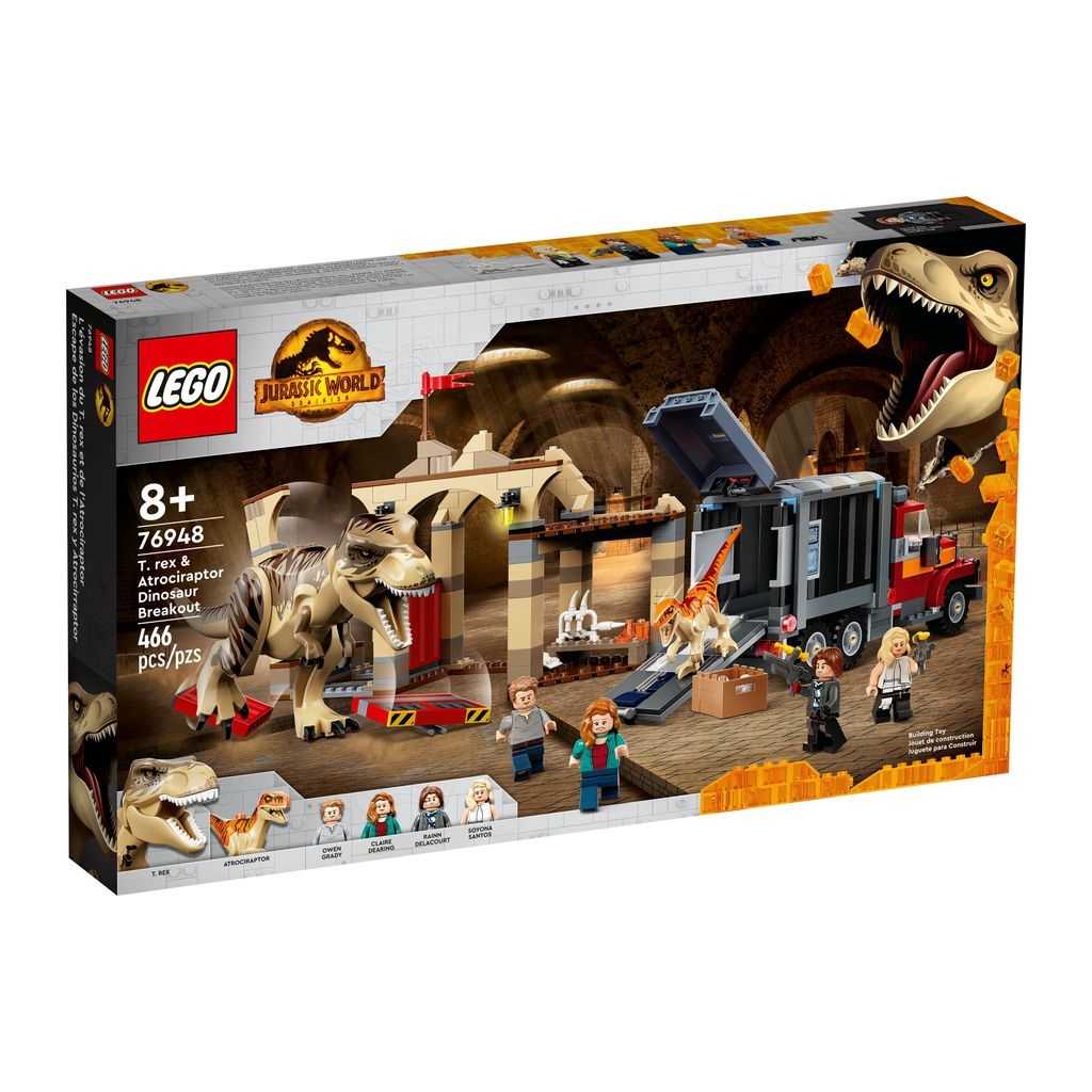 Jurassic World Lego Fuga de los Dinosaurios T. rex y Atrocirraptor Edades 8+ # 76948 Artículo 466 Piezas | LTK-160945