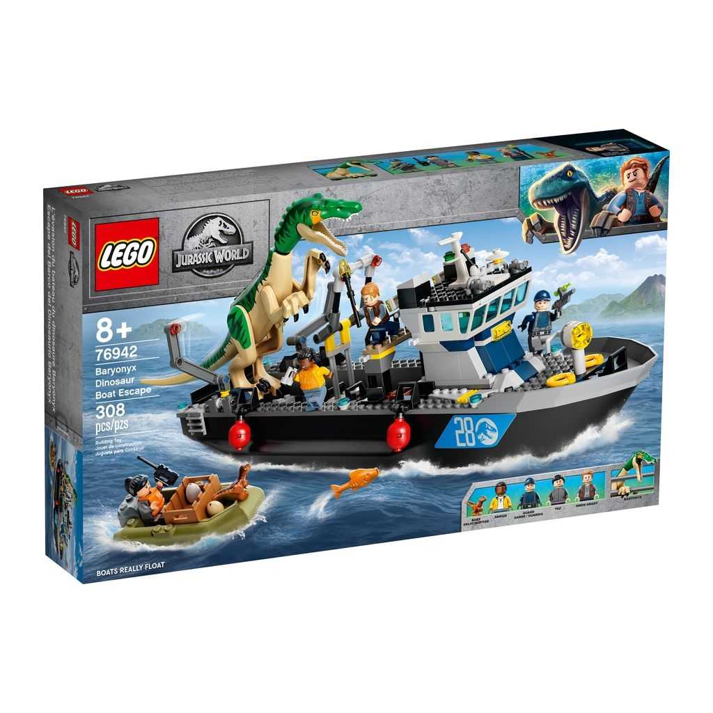 Jurassic World Lego Fuga del Barco del Dinosaurio Baryonyx Edades 8+ # 76942 Artículo 308 Piezas | CIV-625478