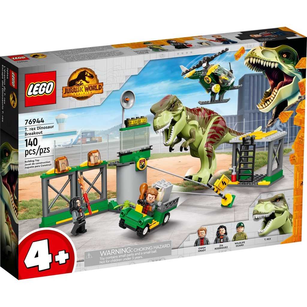 Jurassic World Lego Fuga del Dinosaurio T. rex Edades 4+ # 76944 Artículo 140 Piezas | EXI-462153