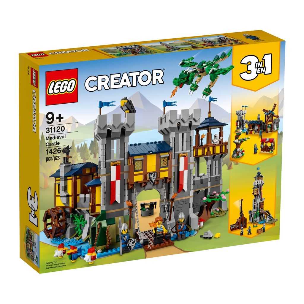 Sets 3 en 1 Creator Lego Castillo Medieval Edades 9+ # 31120 Artículo 1426 Piezas | HKL-496532