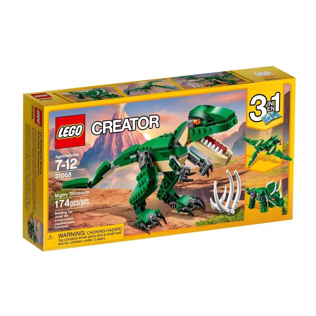 Sets 3 en 1 Creator Lego Grandes dinosaurios Edades 7-12 # 31058 Artículo 174 Piezas Verde | DXY-345879