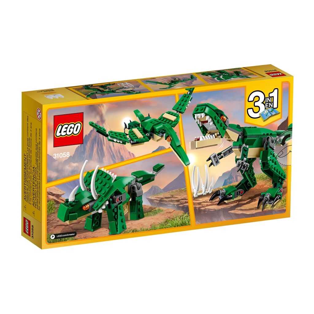 Sets 3 en 1 Creator Lego Grandes dinosaurios Edades 7-12 # 31058 Artículo 174 Piezas Verde | DXY-345879