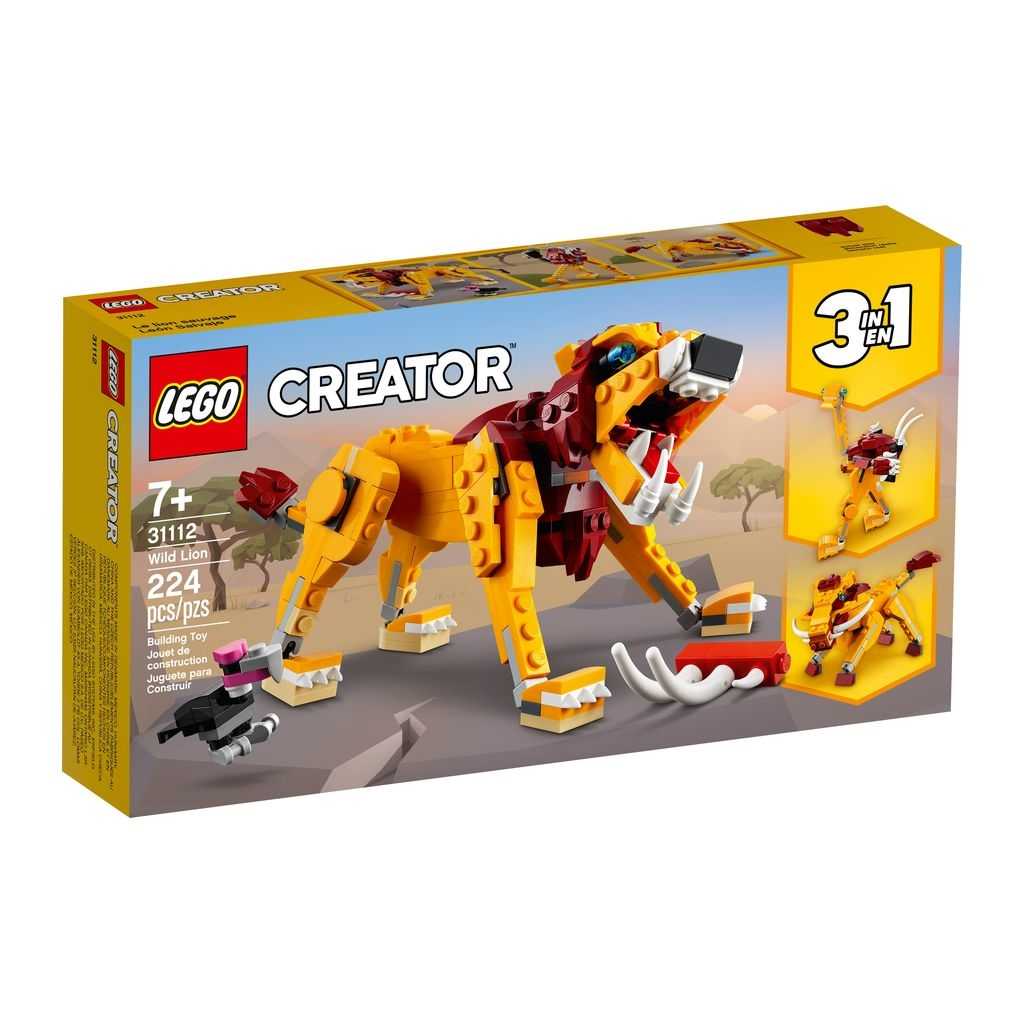 Sets 3 en 1 Creator Lego León Salvaje Edades 7+ # 31112 Artículo 224 Piezas | RXM-451307