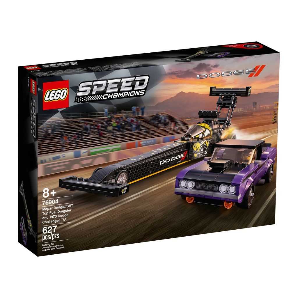 Speed Champions Lego Drágster Mopar Dodge//SRT Top Fuel y Dodge Challenger T/A de 1970 Edades 8+ # 76904 Artículo 627 Piezas | BIP-180765